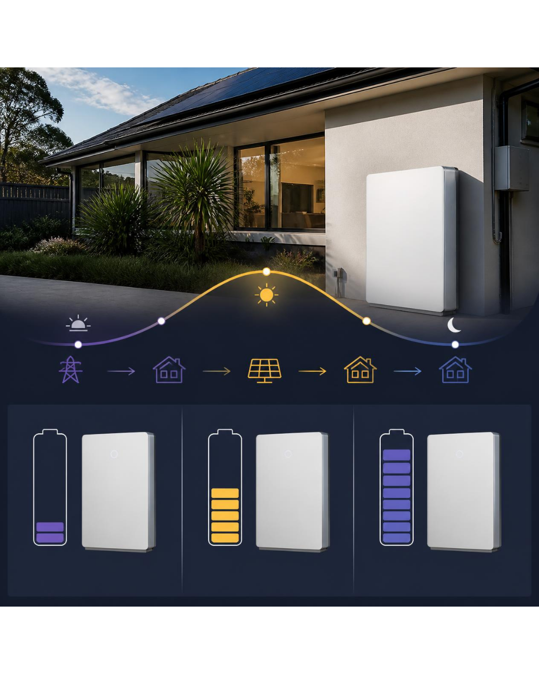 Home battery sized to match a household's electricity consumption.