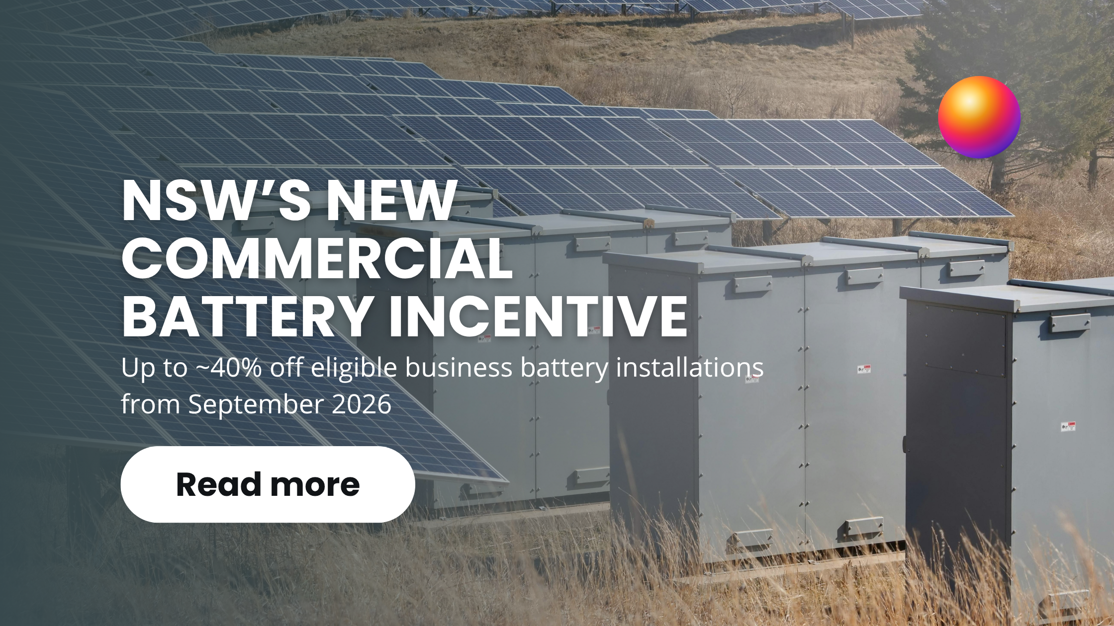 Commercial battery energy storage system representing the NSW BESS5 business battery incentive