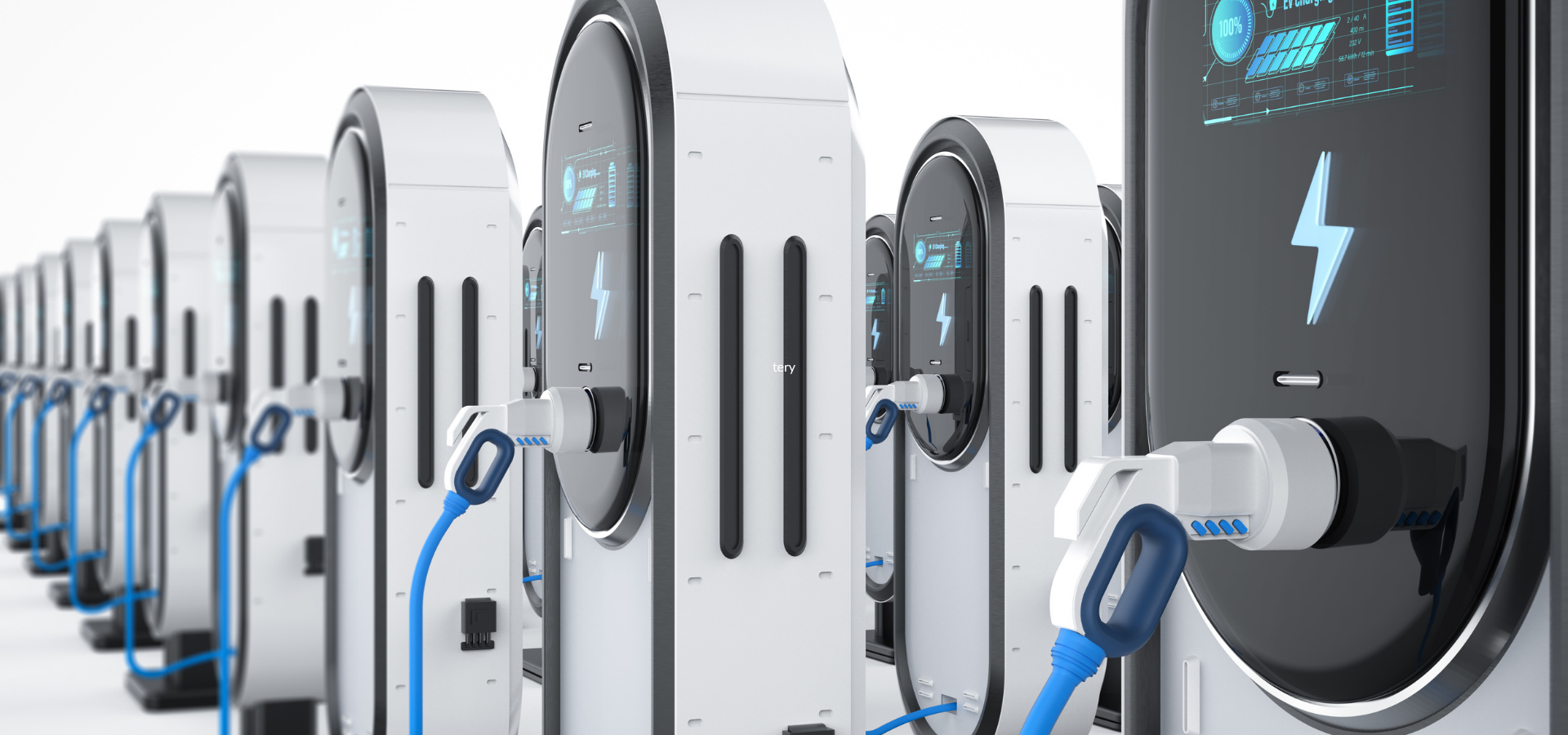 Fleet vehicles charging at an industrial depot EV charging station