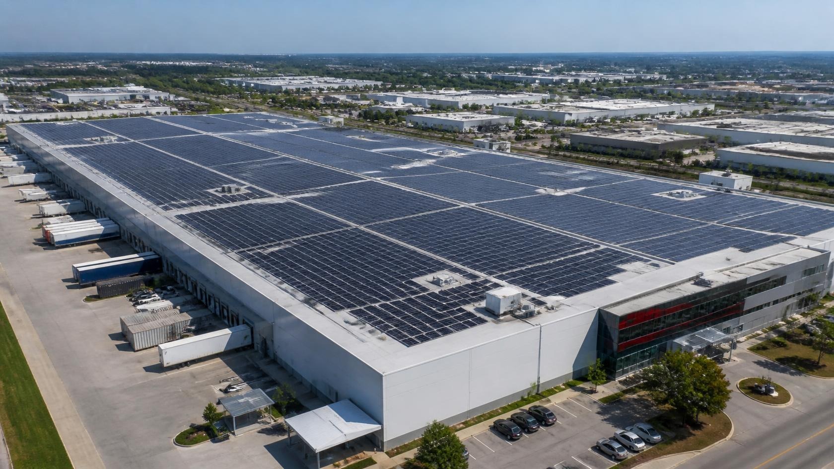 Grid-scale battery energy storage system (BESS) containers at an industrial facility